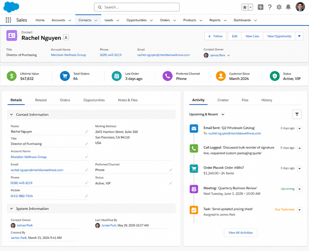 CRM contact record