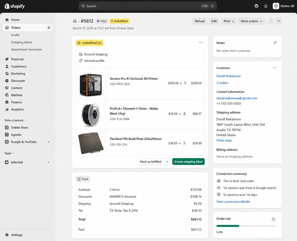 Shopify order management