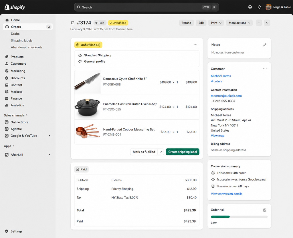 Shopify order management