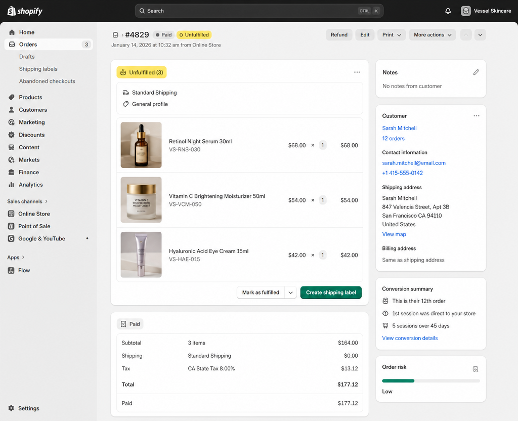 Shopify order management